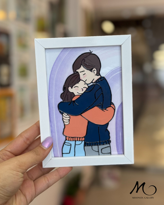 نقاشی ویترای رمانتیک زوج عاشق برای دکور خانه