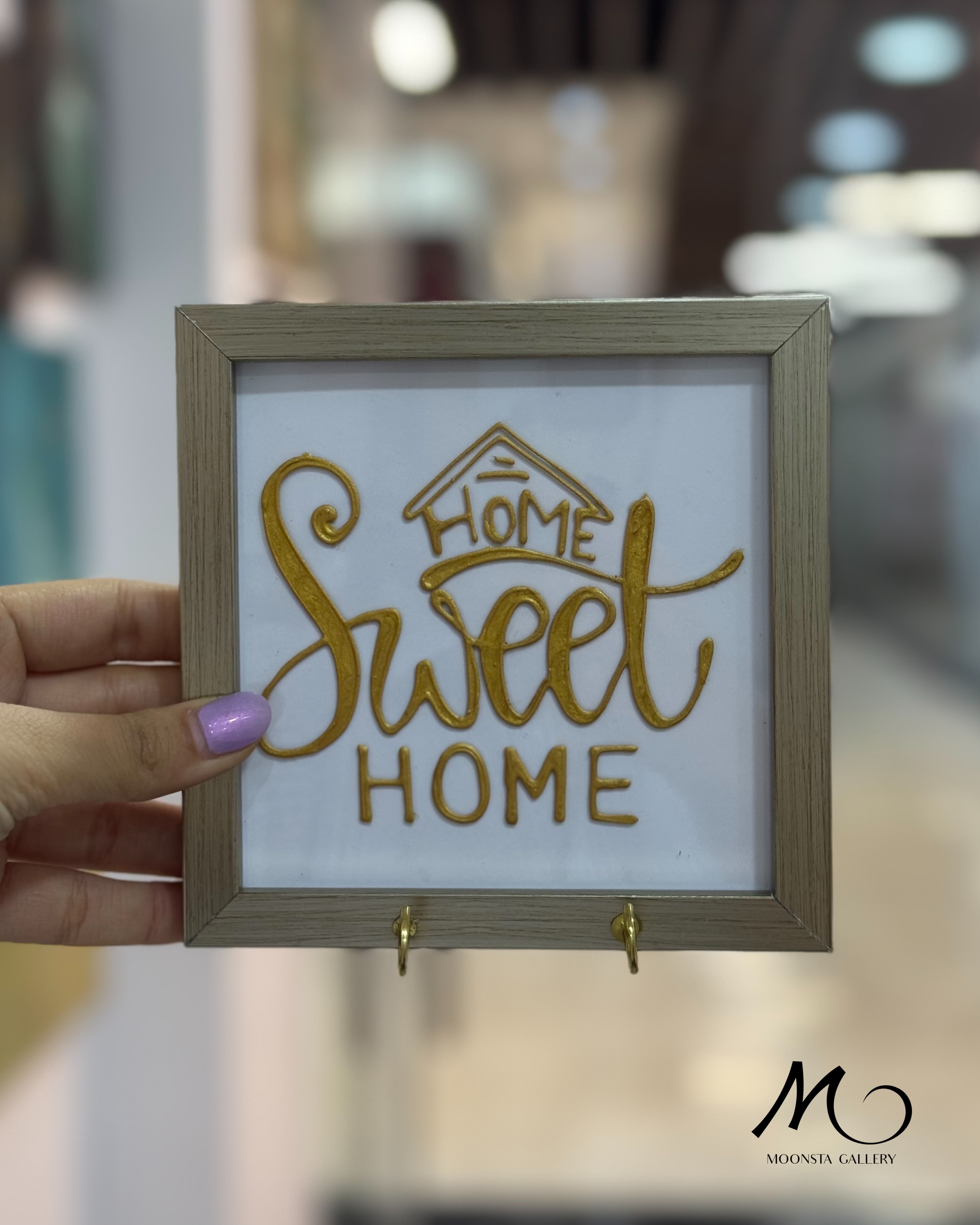 جاکلیدی دیواری ویترای دست‌ساز طرح Home Sweet Home