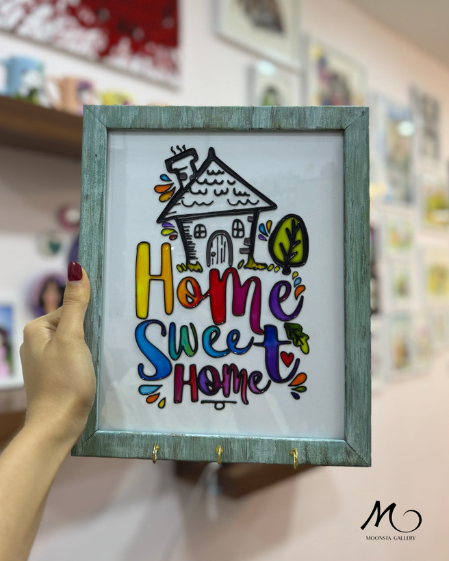 جاکلیدی دیواری ویترای دستساز طرح Home Sweet Home