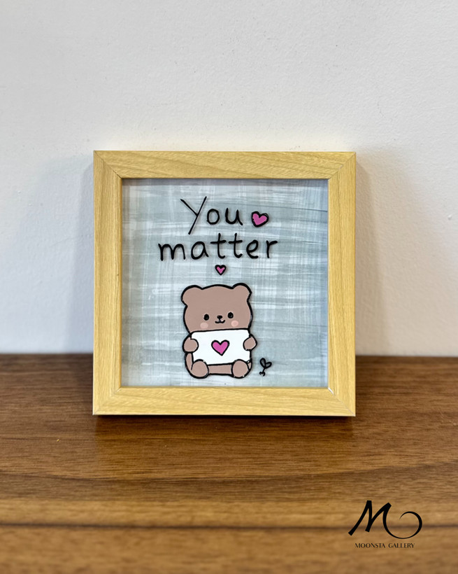 تابلو ویترای دستساز خرس بامزه با پیام You Matter