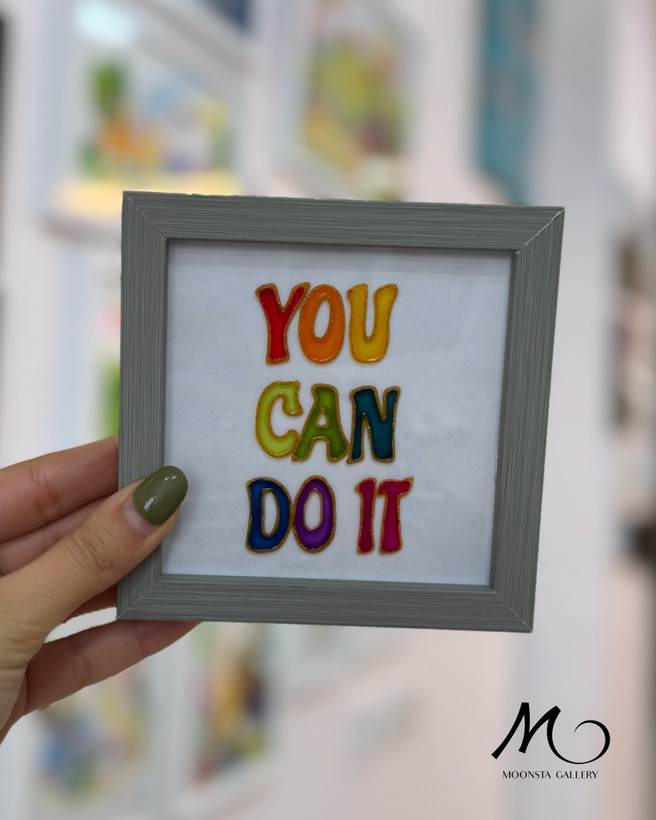 مینی تابلو انگیزشی انگلیسی You Can Do It با قاب چوبی